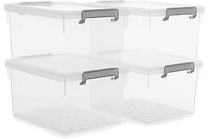 Citylife Large Clear Plastic Storage Bins with Durable Lids for Home Organization and Storage (4-Pack)