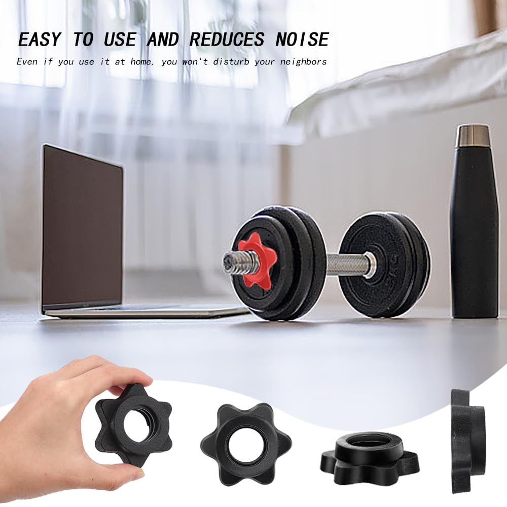 4 Chiusure A Stella Per Bilanciere 25mm - Dadi Esagonali Antiscivolo Per Manubri E Pesi - Foto 9