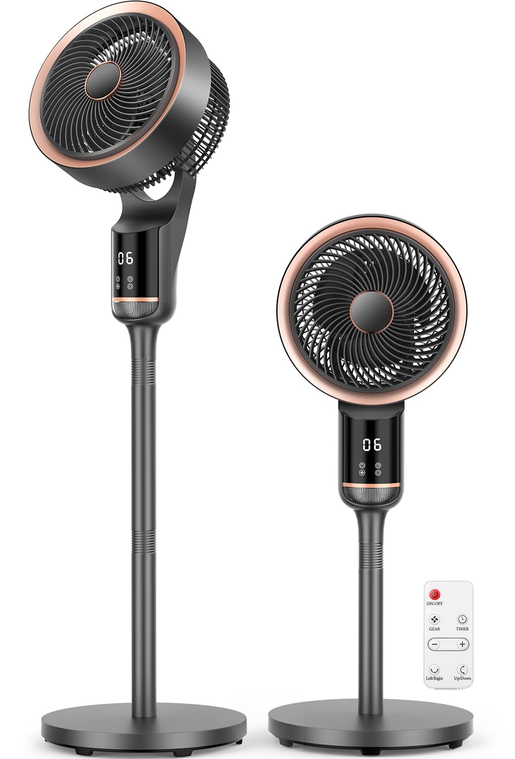 Ventilatore a Piantana, 2 in 1 Ventilatori da Tavolo, 30dB Smart Ventilatore Silenzioso, Telecomando,90°, 12 Velocità, 3 Modalità, Altezza 75-105cm, Timer 12H