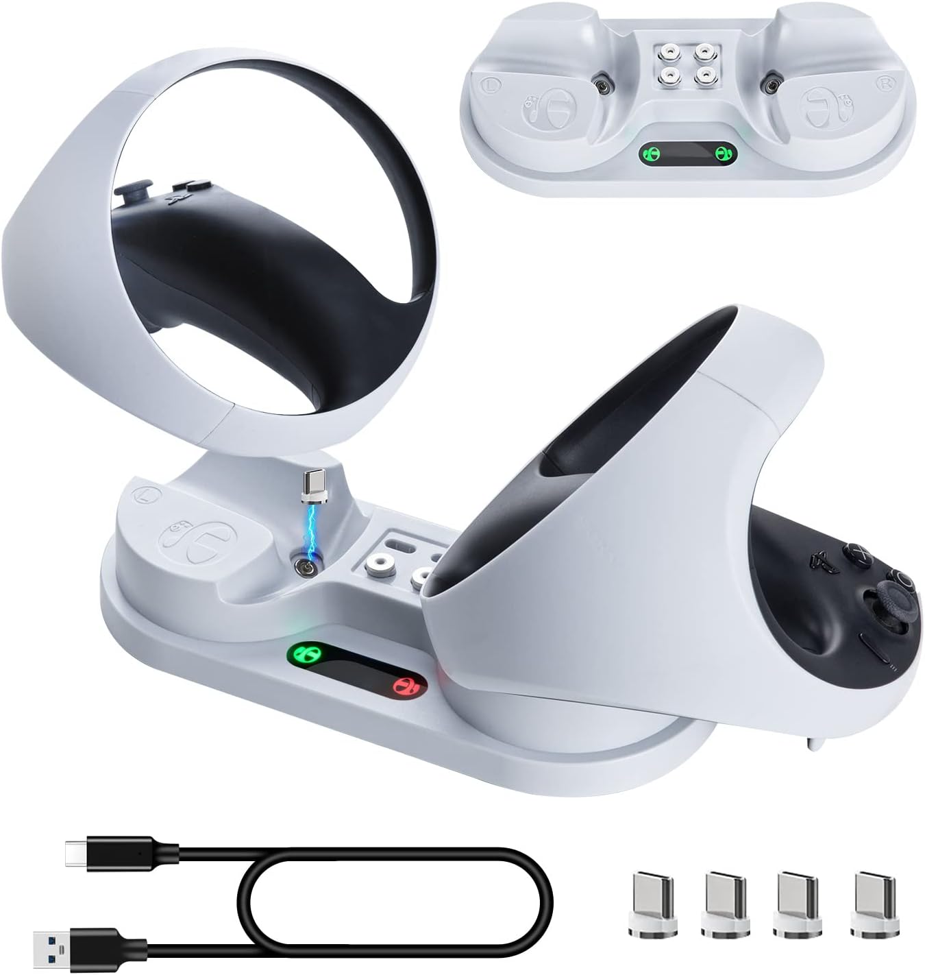 HiBloks Charging Dock Station for PS VR2 Controller, Fast Magnetic Controllers Charging Compatible with PS VR2 Accessories, Non-Slip Portable LED Indicator Charger Dock Stand