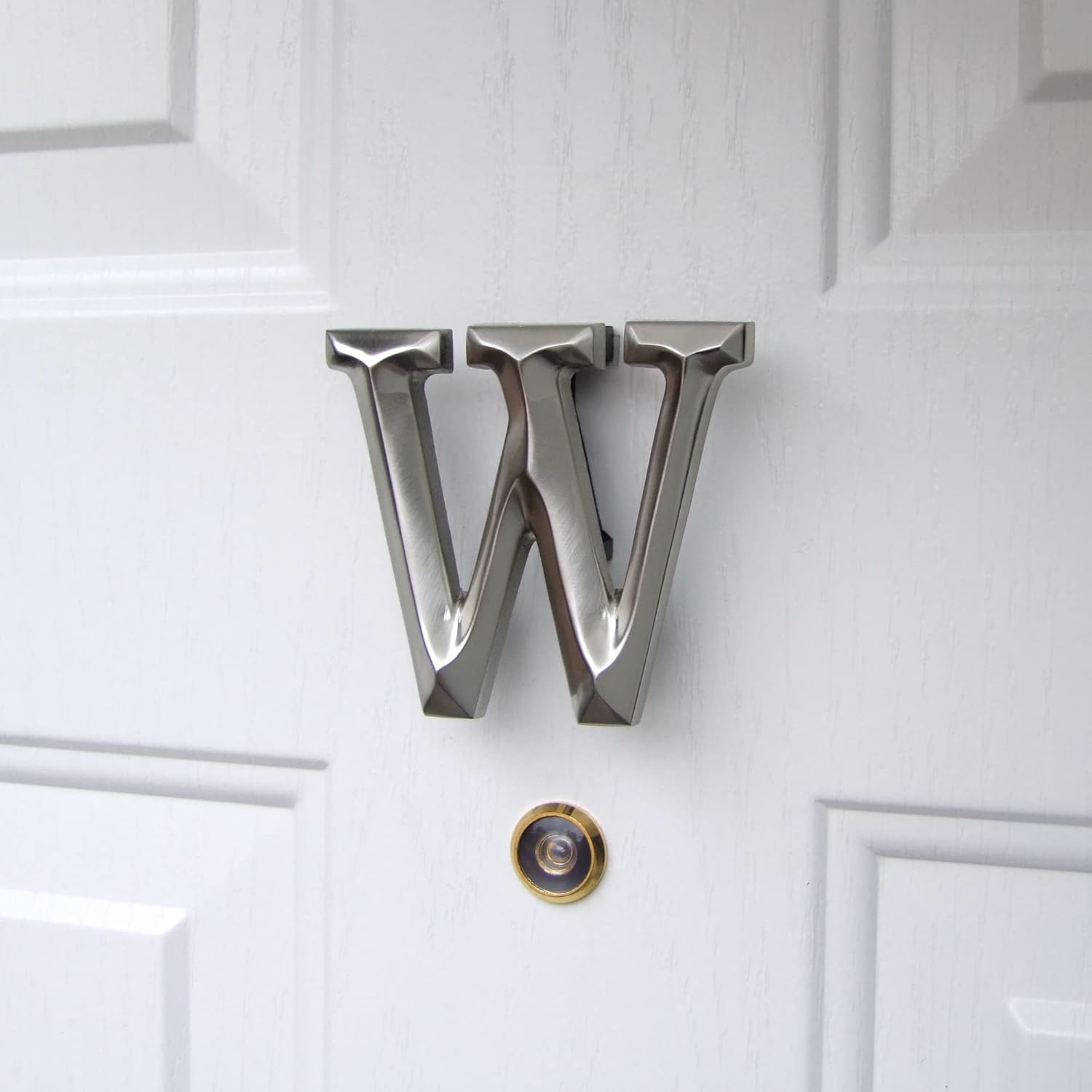 Monogram Letter W Door Knocker - Nickel
