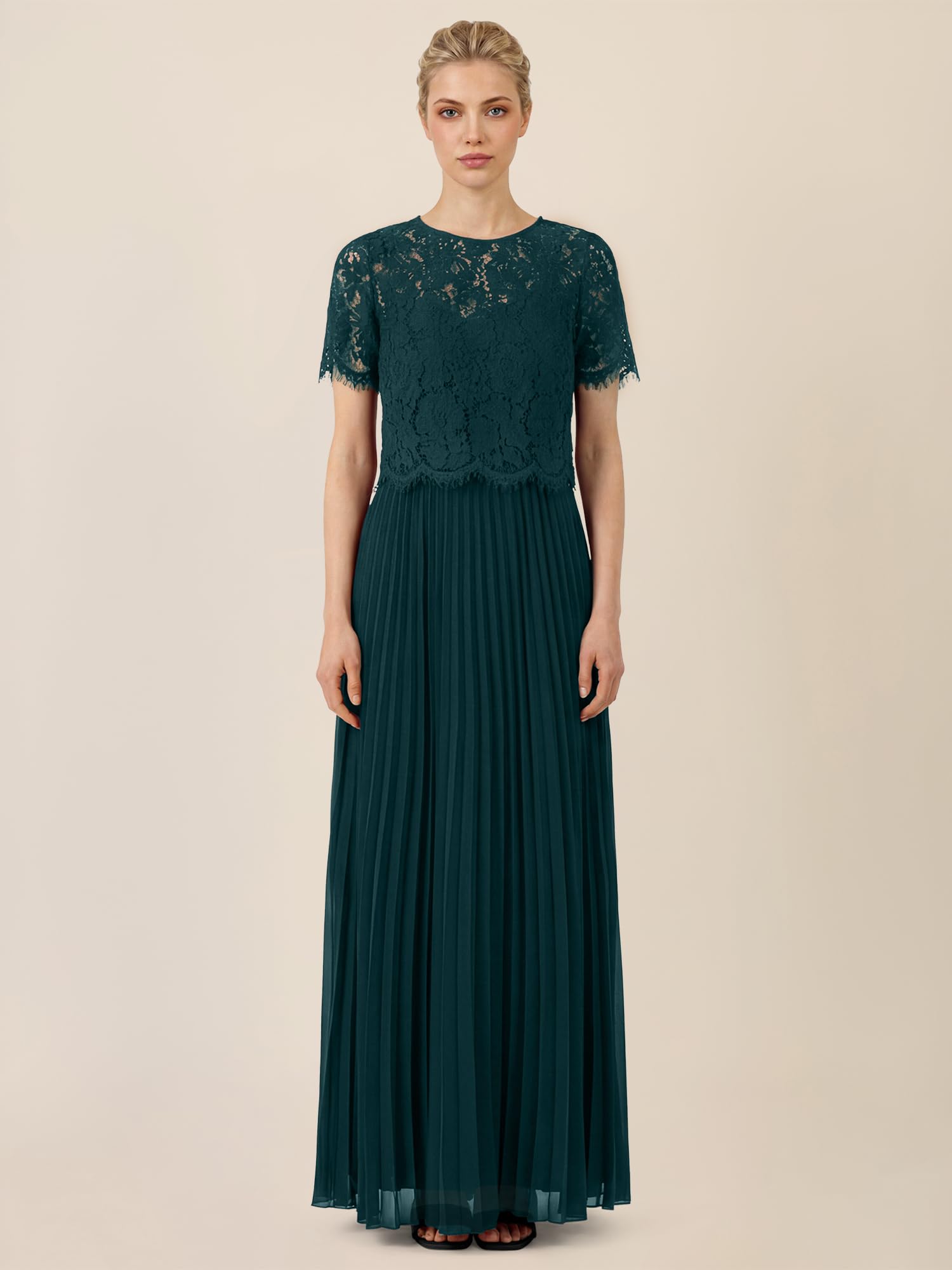 APART Abendkleid mit Spitzenjacke mit Spitzenoberteil und Plisseerock,