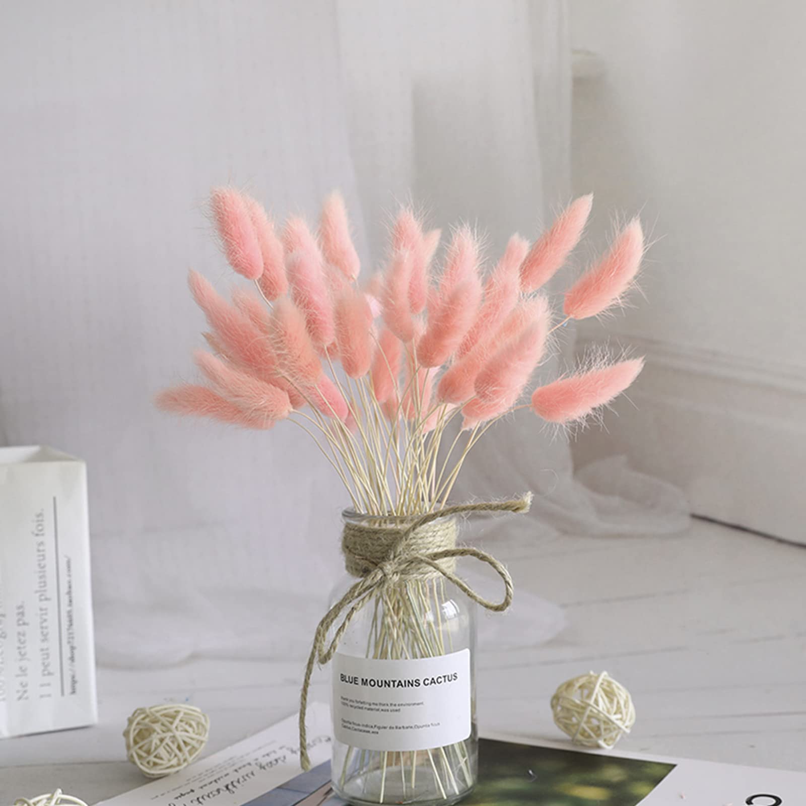 Fiori Secchi Erba Pampas 120PCS - Coda Di Coniglio Blu Per Decorazioni Casa E Matrimoni - Foto 12