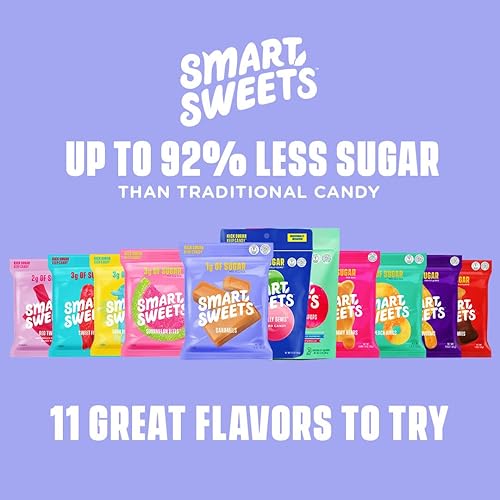 Miniatura 90 de SmartSweets Sour Blast Buddies, caramelo con bajo contenido de azúcar (0.11 oz), bajo en calorías (100), sin edulcorantes artificiales, a base