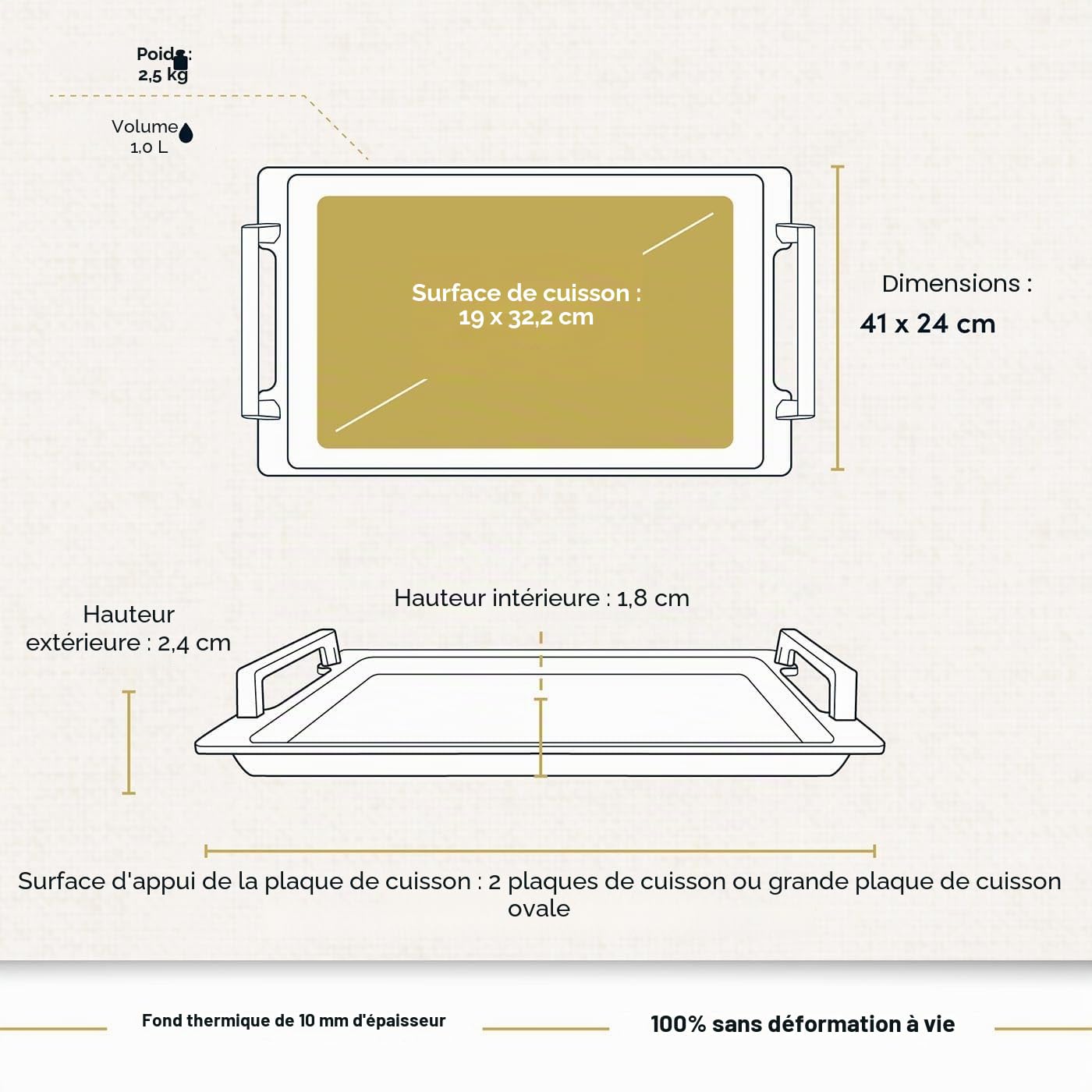 Hoffmann Plancha Teppanyaki 41x24 cm I avec Poignées Latérales I Compatible Induction I Grill Barbecue Plaque de Cuisson I Revêtement Antiadhésif I Surface Lisse