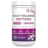 NATURE TARGET Multi Collagen Peptides Powder - Type I, II, III, V, X - Hydrolyzed Collagen Peptides with Vitamin C Hyaluronic Acid, Supports Skin Hair Nail & Joint, Grass-Fed, Non-GMO, 50 Servings