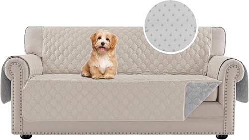 PrinceDeco Funda de sofá para perros, repelente al agua, protector de muebles para mascotas, funda de sofá para sofá de 3 cojines, funda de goma