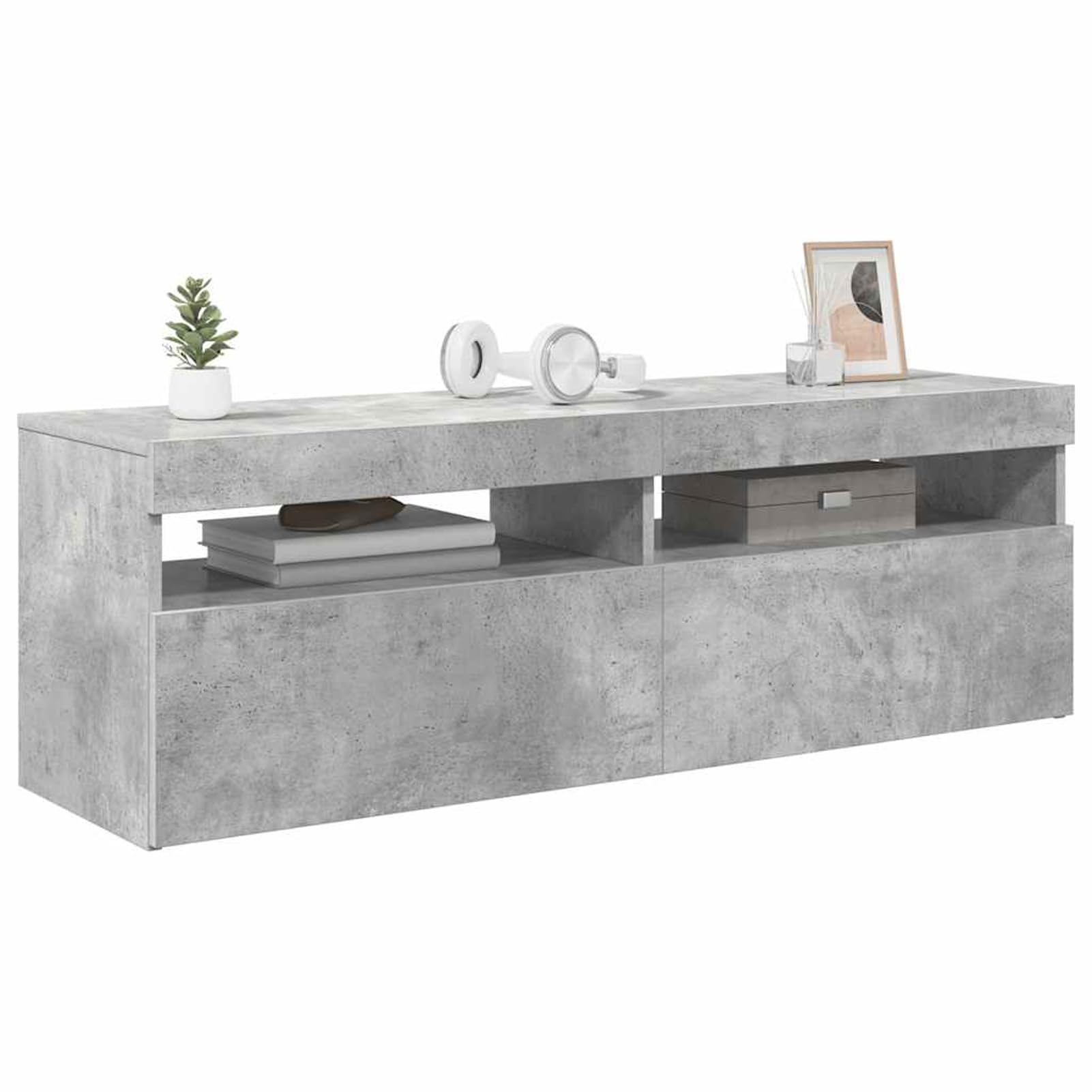 Mobile porta TV, con luci LED grigio cemento 120x35x40 cm, per soggiorno