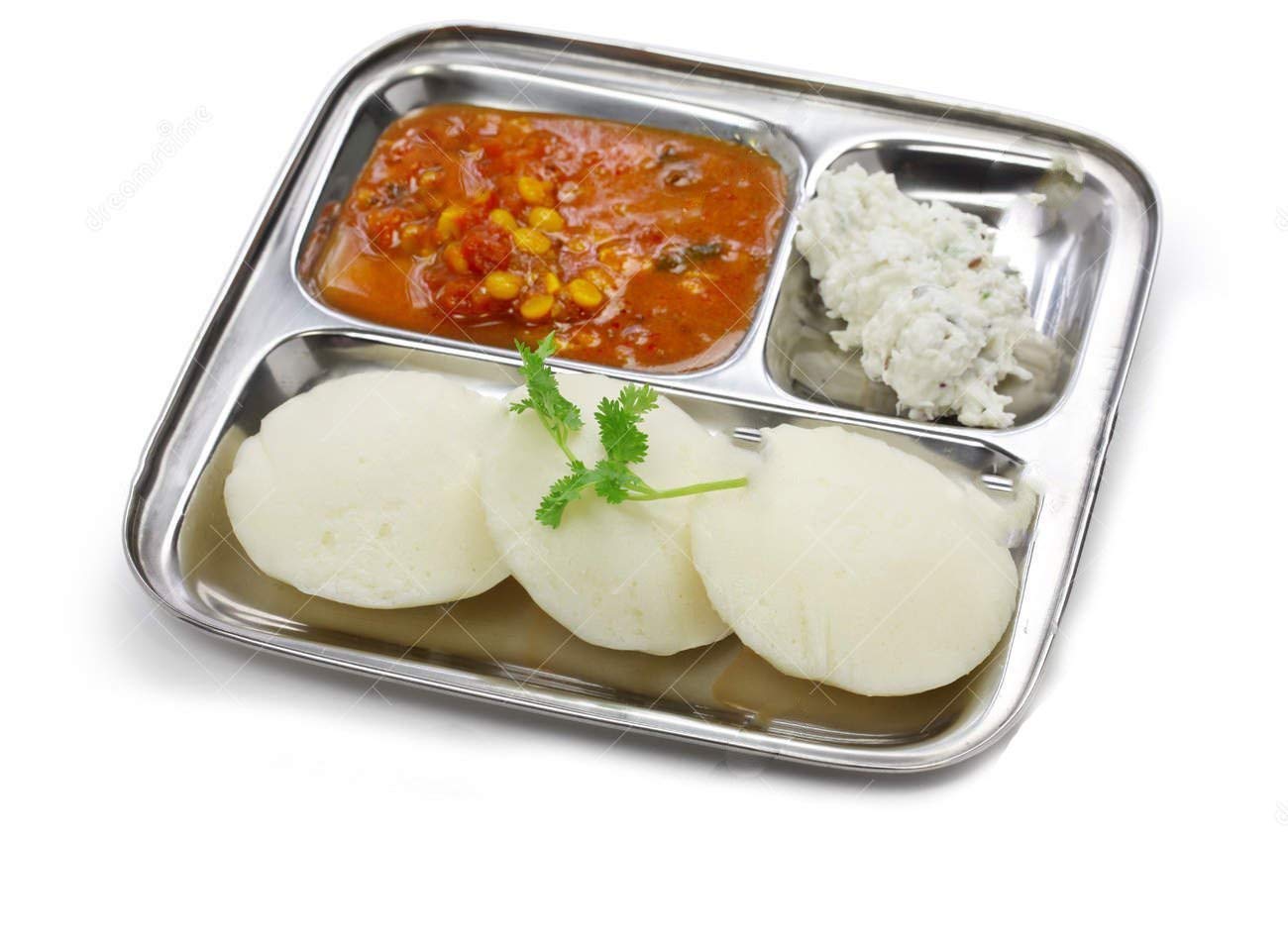 AVIROM 3-Compartment Dinner Plates - Stainless Steel Set -4