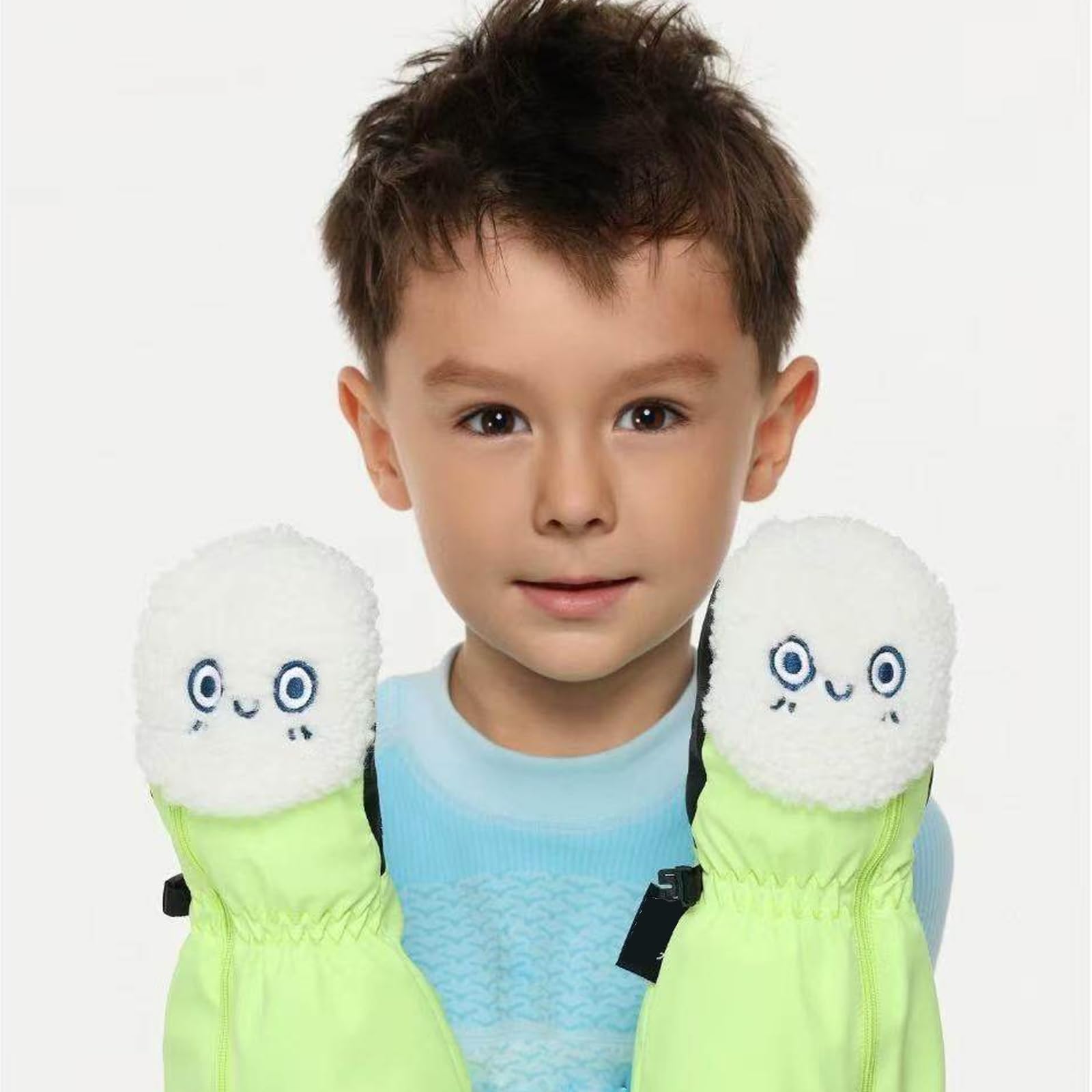 Gants Neige Enfant, moufles Sport Enfant antidérapant imperméable, Gants De Ski pour Enfants, Cadeau pour garçons et Filles,Vert,XS