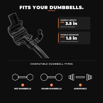 Dumbbell Barbell Converter Bar, Hyperbell Bar with Foam Pad & Workout Guide | Dual locking system, screw knob and clamp; 200LB alloy steel bar; ergonomic no-slip grip