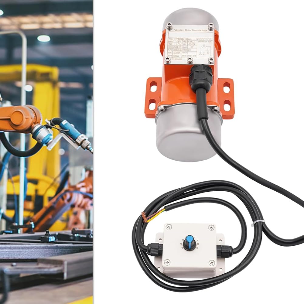 Motore di vibrazione per vibratore a calcestruzzo 60 W, motore di vibrazione a calcestruzzo a 9 velocità AC 110 V 3600 /Min, vibratore per calcestruzzo con alloggiamento in lega