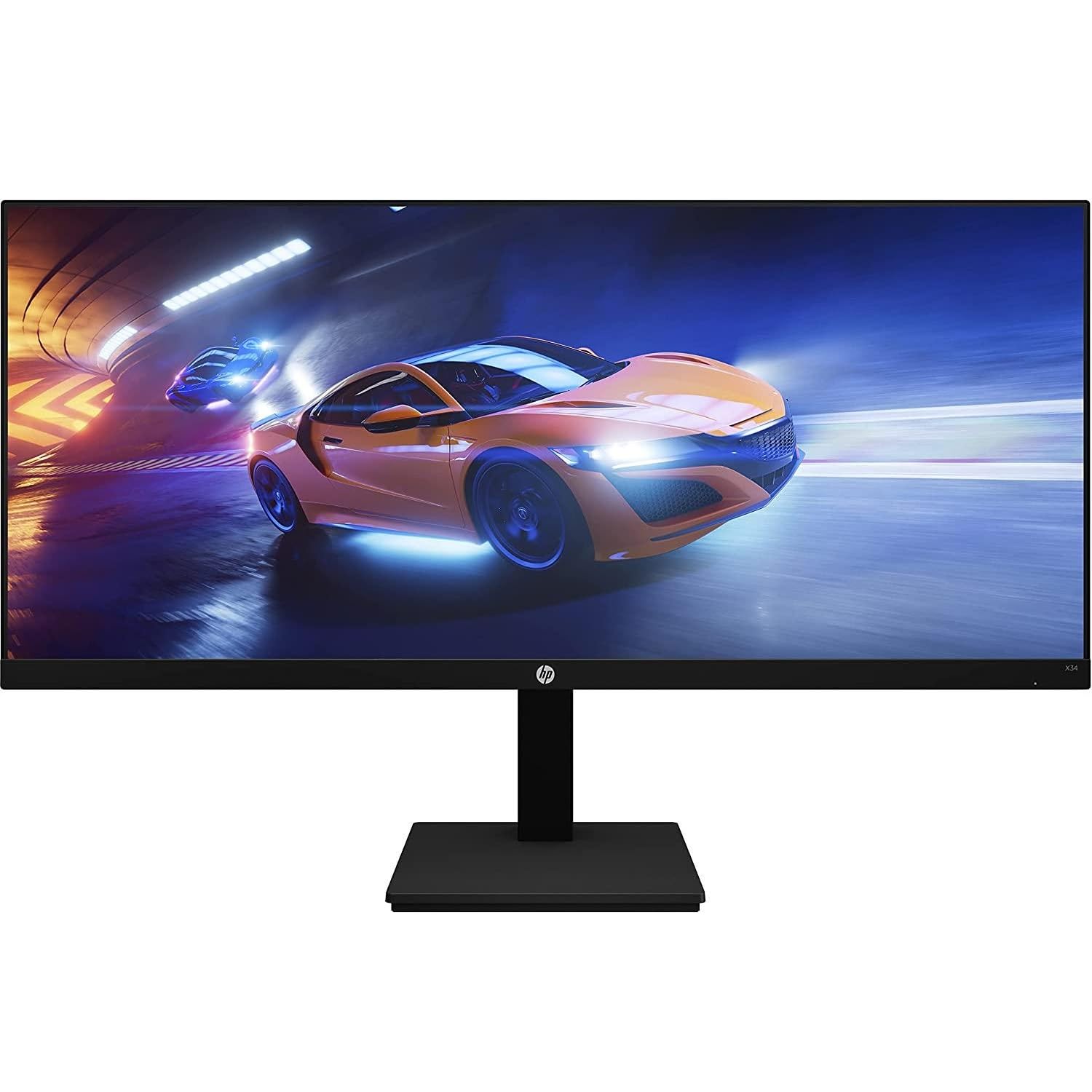 HP X34 Gaming Monitor, Schermo da 34 pollici, Pannello IPS 21:9 UWQHD 165Hz, 1 ms, Antiriflesso, 400 nits, 1000:1, AMD FreeSync, Low Blue Light, VESA 10x10 cm, HDMI 2.0, Displayport 1.4, Nero