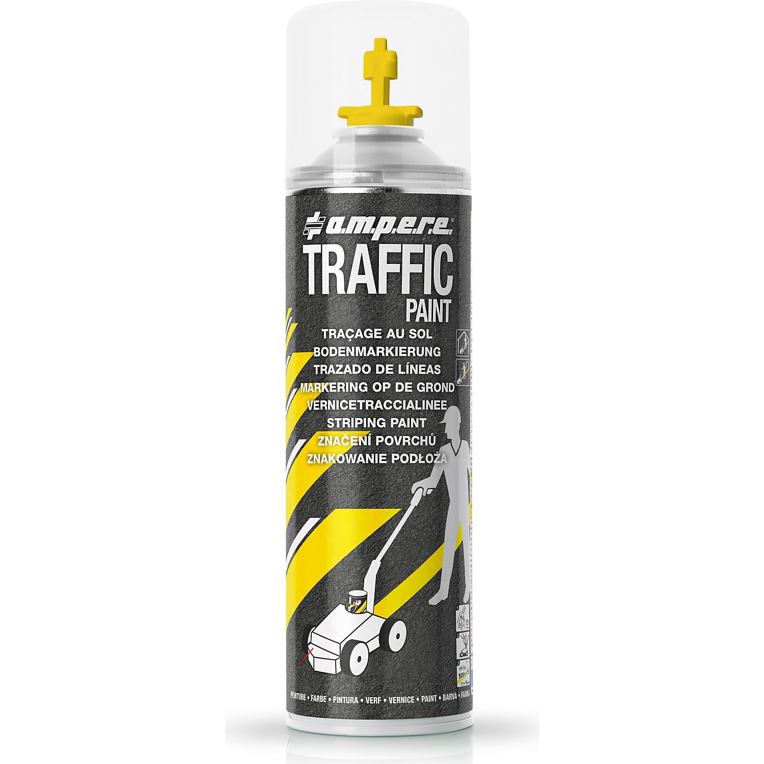 Ampere | Bodenmarkierwagen-Set | Markierwagen mit 12 Dosen Traffic Extra Paint | Gelb | inkl Zubehör