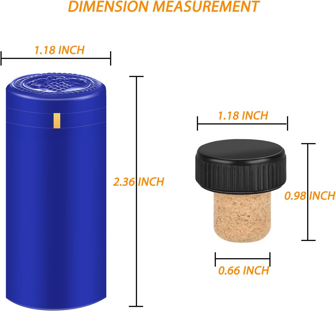 PVC heat shrink capsules 40 count dark blue and 40 wine bottle cork stoppers, wine preservation set for cruise, wine seal shrink wrap sleeves caps tops wine capsules for making cellars