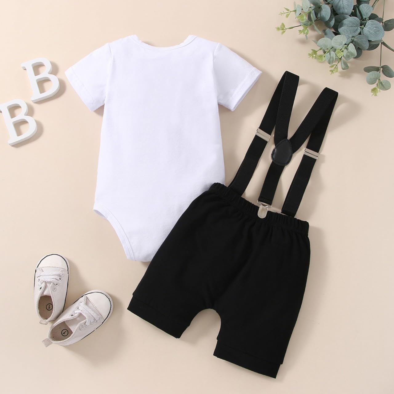 Baby Boy 1/2 First Birthday Outfit Half Way to One Bowtie Romper Suspenders Pants set Cake Smash Photo Shoot - Image 7