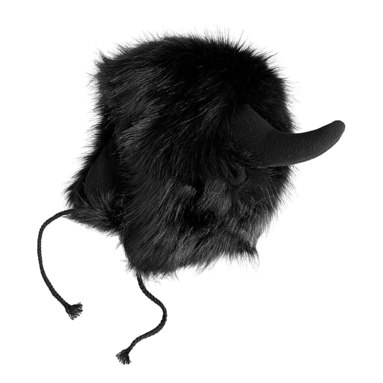 FRCOLOR sombrero de cuerno de buey para adulto vaca gorro Cuerna falso sombrero de cuerno de buey para cosplay sombrero de cuerno de buey para hombre Felpa Black