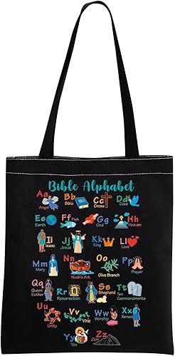 Bolsa de mano del alfabeto de la Biblia, bolsa cristiana para profesor, regalo de escuela dominical, bolsa dominical, regalo para la esposa del