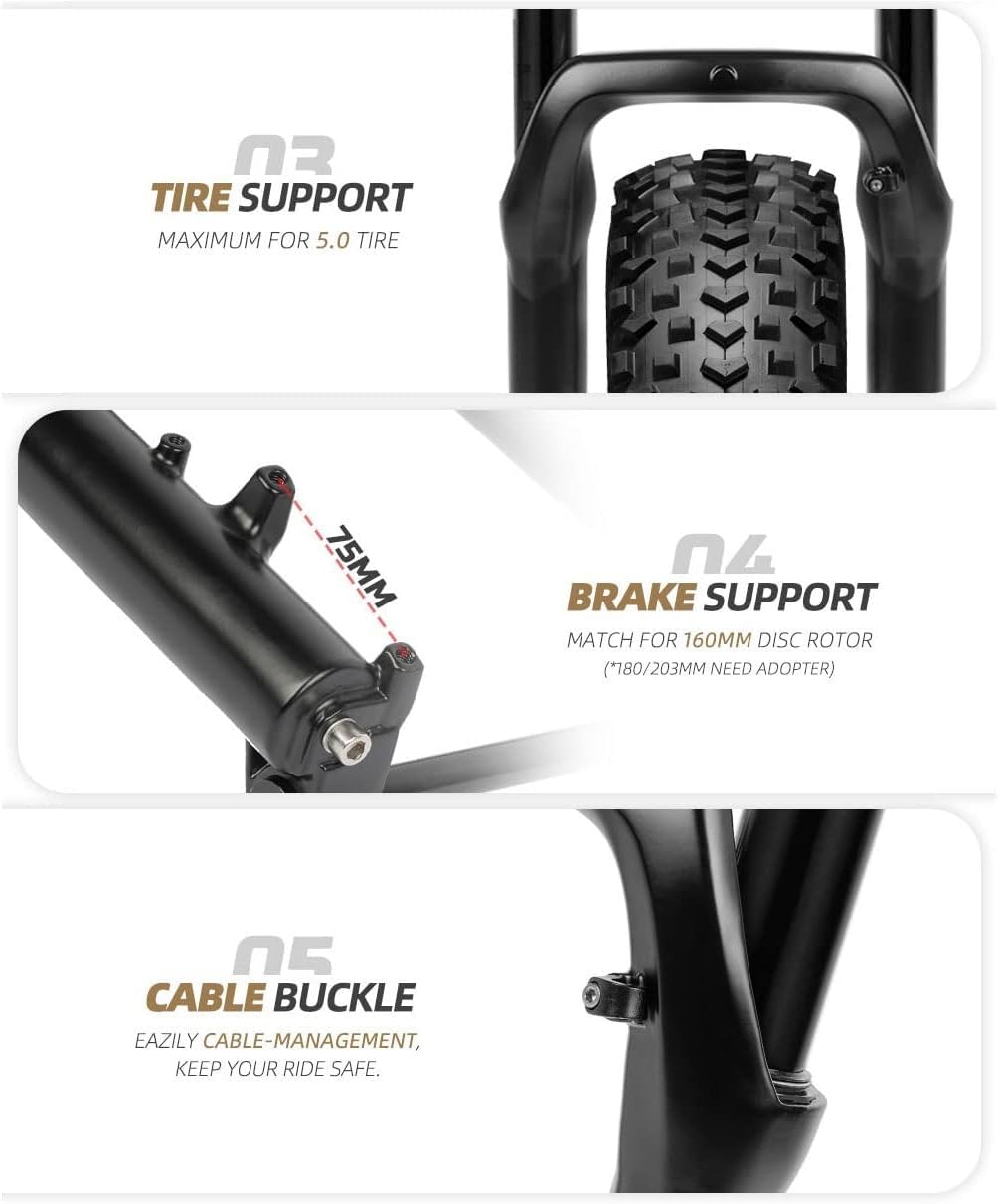 Amazon.co.jp: 26インチ MTB エアサスペンションフォーク 5.0タイヤ