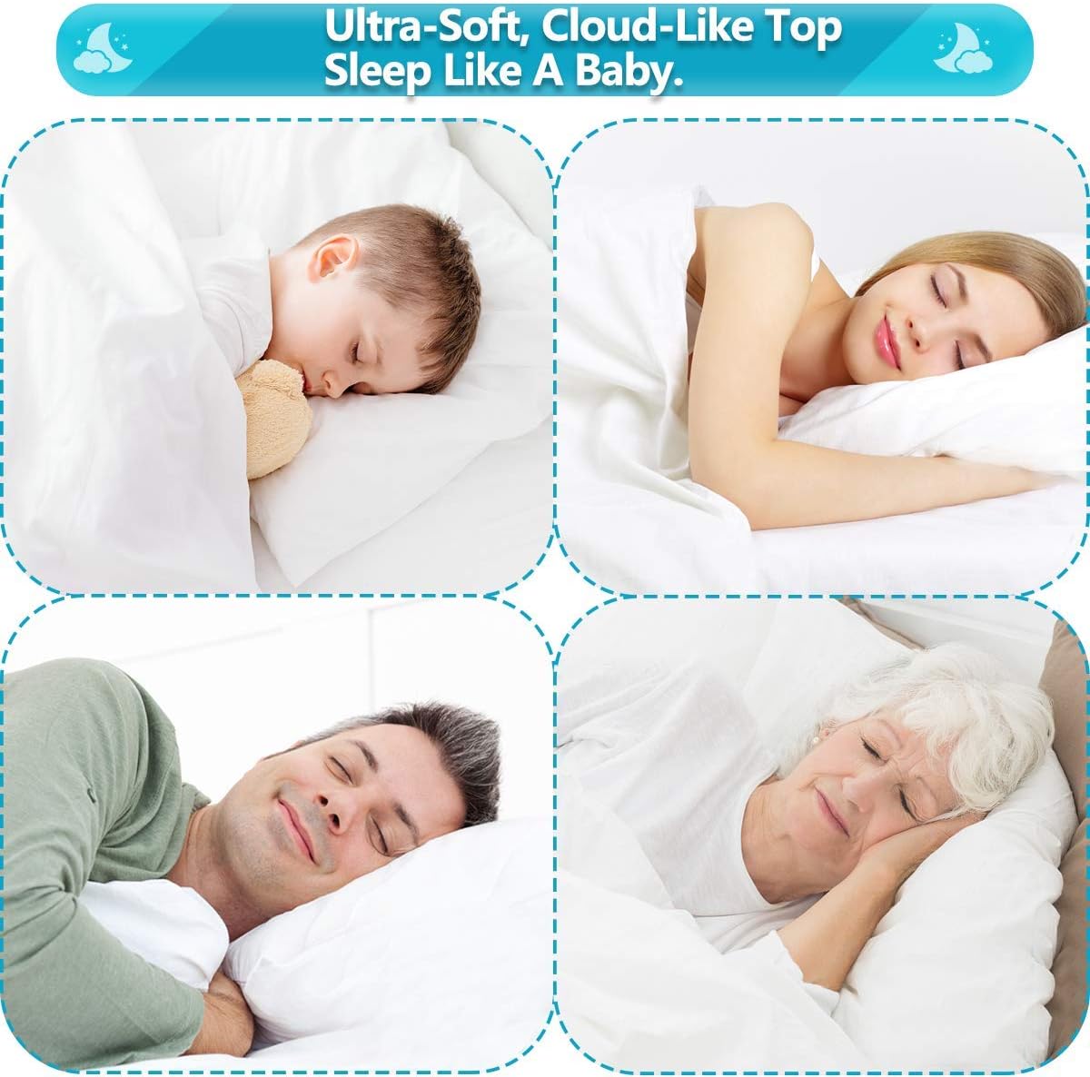 Mattress Pad King Mattress Topper - Quilted Fitted Cooling King Mattress Pads - Overfilled with Breathable Snow Down Alternative Filling Mattress Cover: Kitchen & Dining