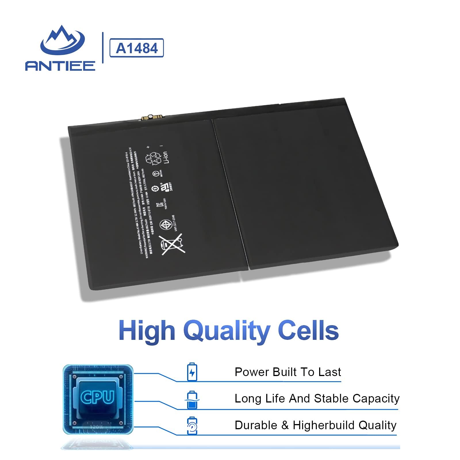 ANTIEE 8827mAh 32.9Wh A1484 Replacement Tablet Battery Compatible with iPad 2017 2018 Air