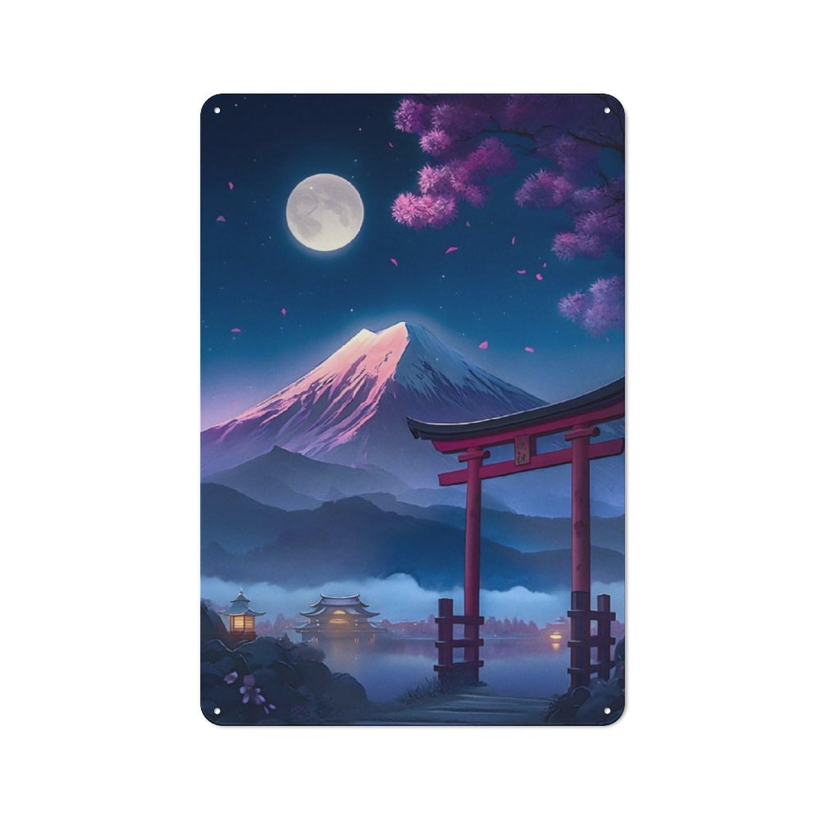 Junmoney Beautiful View Mt Fuji Tor Rustic Metal Sign 30X20cm Featuring For Living Room Wall, For Vintage Wall Decor Fans, For Metal Sign Collectors