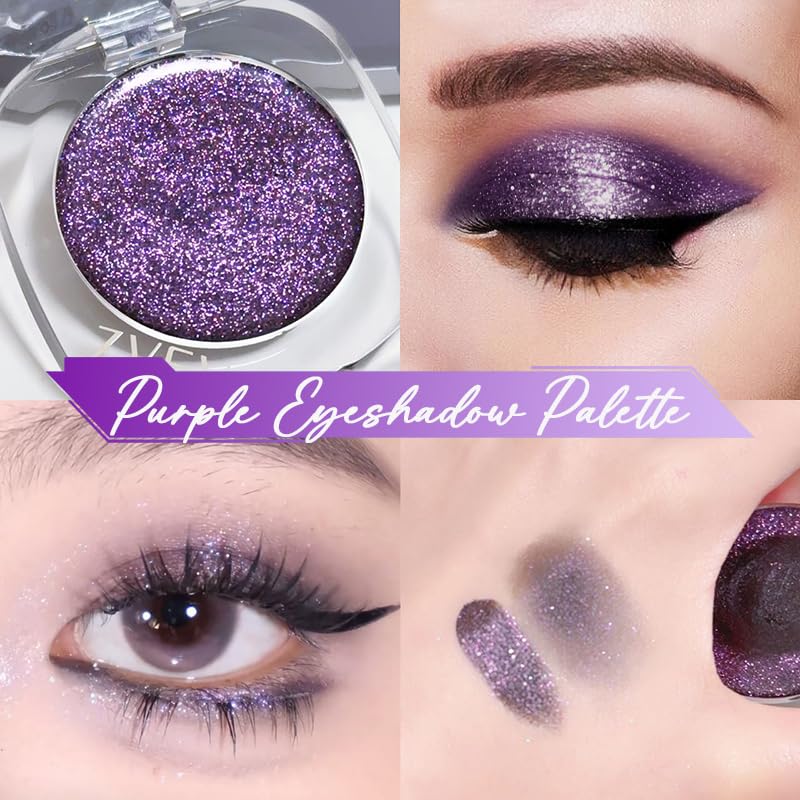 YUYUE-YY Glitter Cream Eyeshadow Palette, Shimmering Purple, Blue, Gold for Day & Night Eye Make-Up - Image 3
