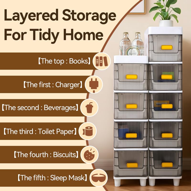 Image of LDQ Slim Storage Cabinet with Drawers - Durable Waterproof PP Organizer for Bathroom /Kitchen /Health - Small Spaces, Snacks, Display & Retail (6layers)