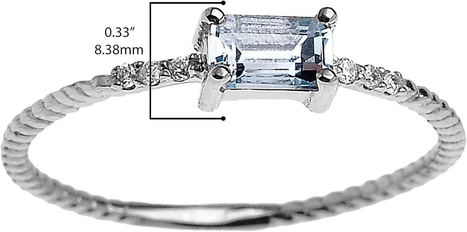 14K Gold Diamond Accented Emerald Cut Amethyst Solitaire with Fluted Rope Band Engagement Ring