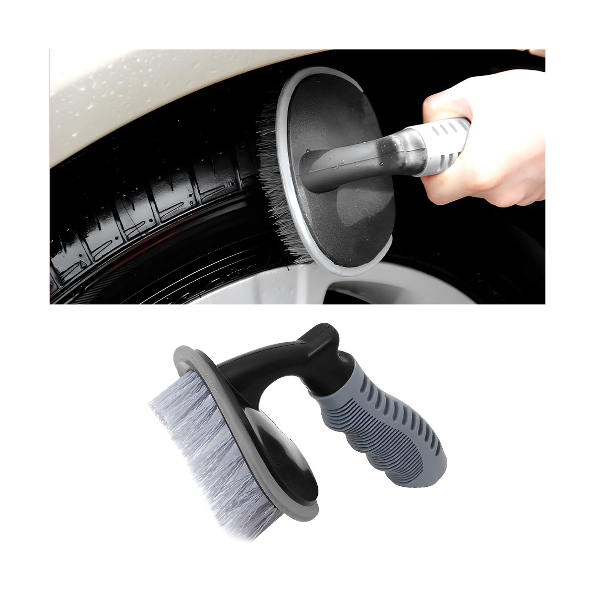 Spazzola Per Cerchi Auto JNNJ - Setole Morbide In Nylon, Manico Ergonomico, Pulizia 360° - Foto 8