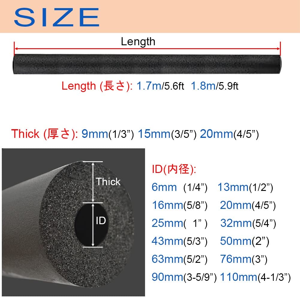 Tubo Isolante In Schiuma Per Tubi - Diametro 6-110mm, Spessore 9/15/20mm, Lunghezza 1.7/1.8m - Foto 6