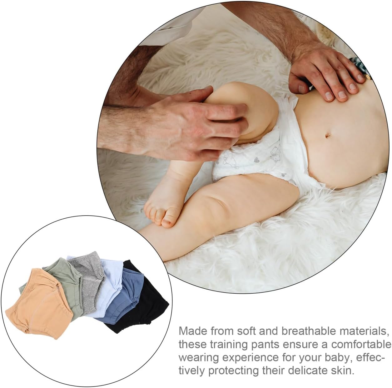 6pcs Soft Cotton Reusable Potty Training Pants for Newborns Training Shorts Breathable Leak Diaper for Boys Girls Comfortable Fit for Potty