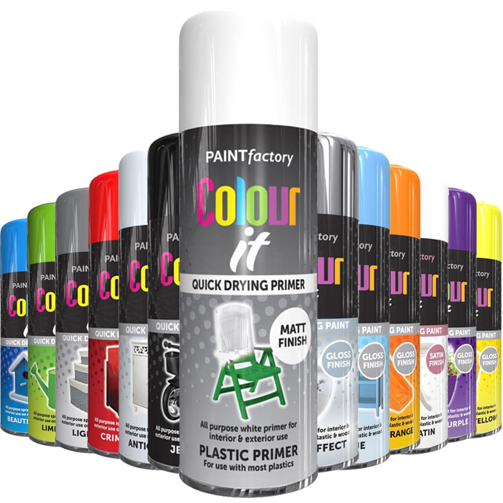 Alezyb Plastic Primer - 400Ml All Purpose Spray Paint | Use On Metal, Wood, Plastic And Multipurpose Aerosol Professional Quality Perfect Finish, For Interior Exterior And Excellent Coverage