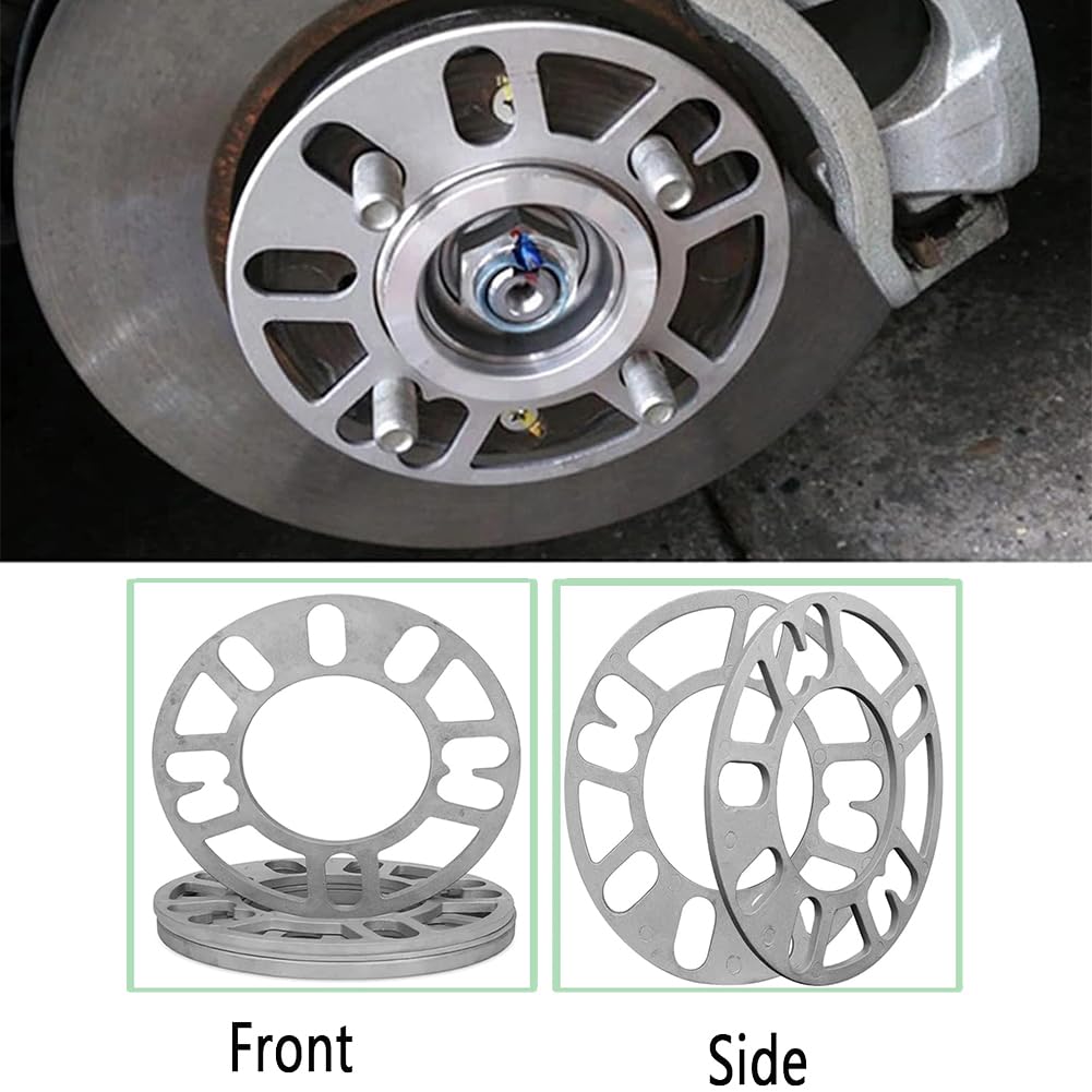 4 Pièces Entretoises Universelles pour Jantes pour Véhicule, Cales D'espacement de Roue en Alliage D'aluminium, Entretoises de Roue 5mm, Élargisseurs de Voie, Auto Accessoire