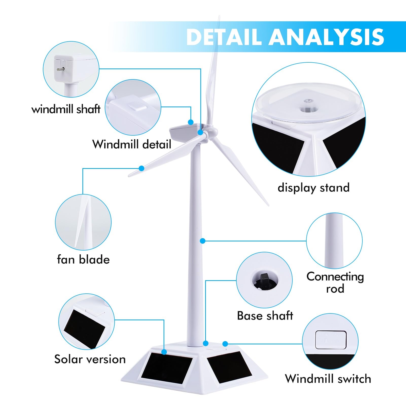 Jadeshay Turbina Eólica Molino Eolico Modelo de Molino de Viento con Energía Solar Molinos de Viento de Escritorio para Herramienta de Enseñanza de Ciencias