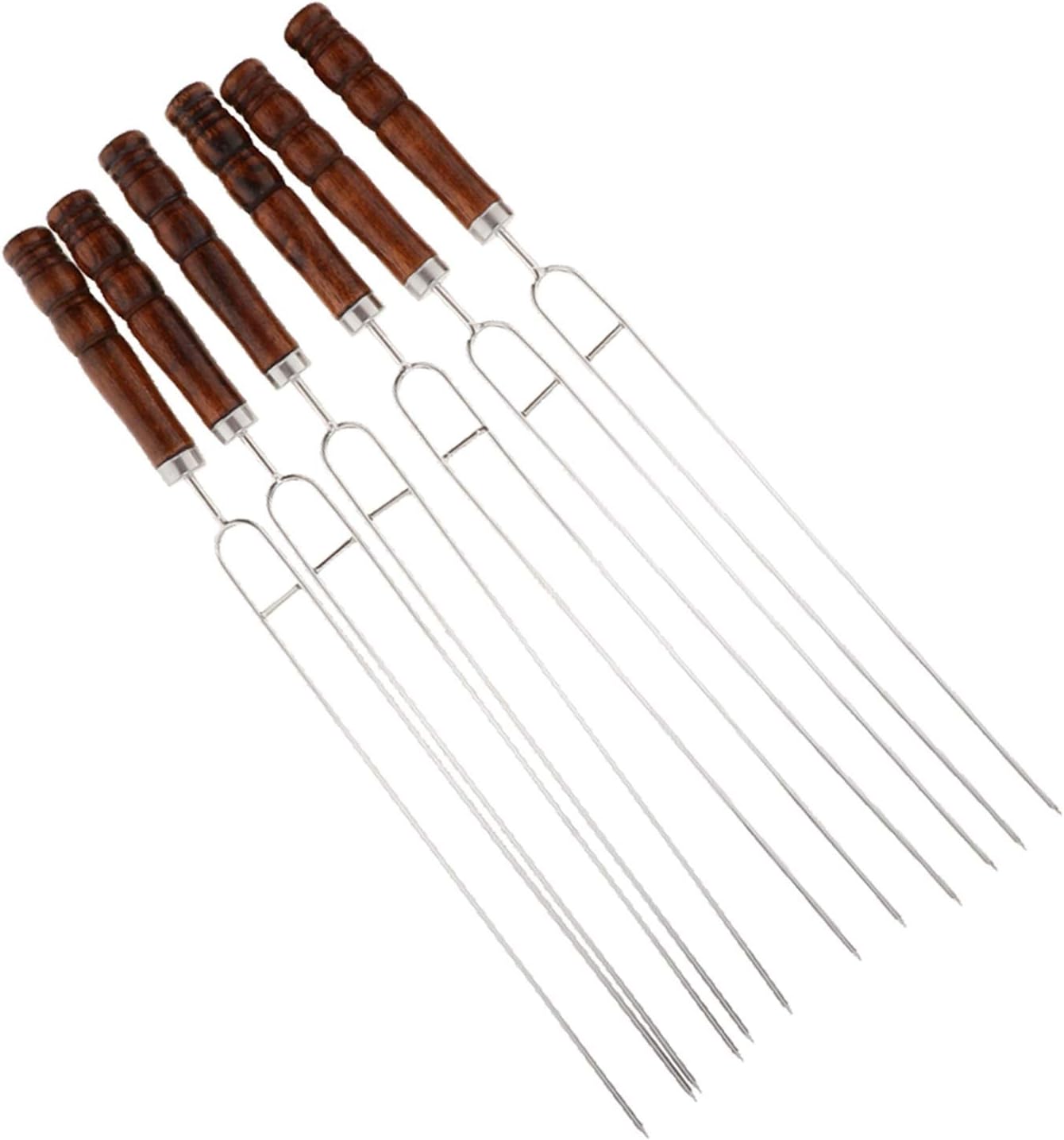 XIN NA RUI Pinchos Barbacoa 6 unids Acero Inoxidable BBQ Horquilla Barbacoa Pinchos Kebab cocinando palitos de Picnic, Reutilizable, nolip, para Shish Kebab Shrimp Chicken
