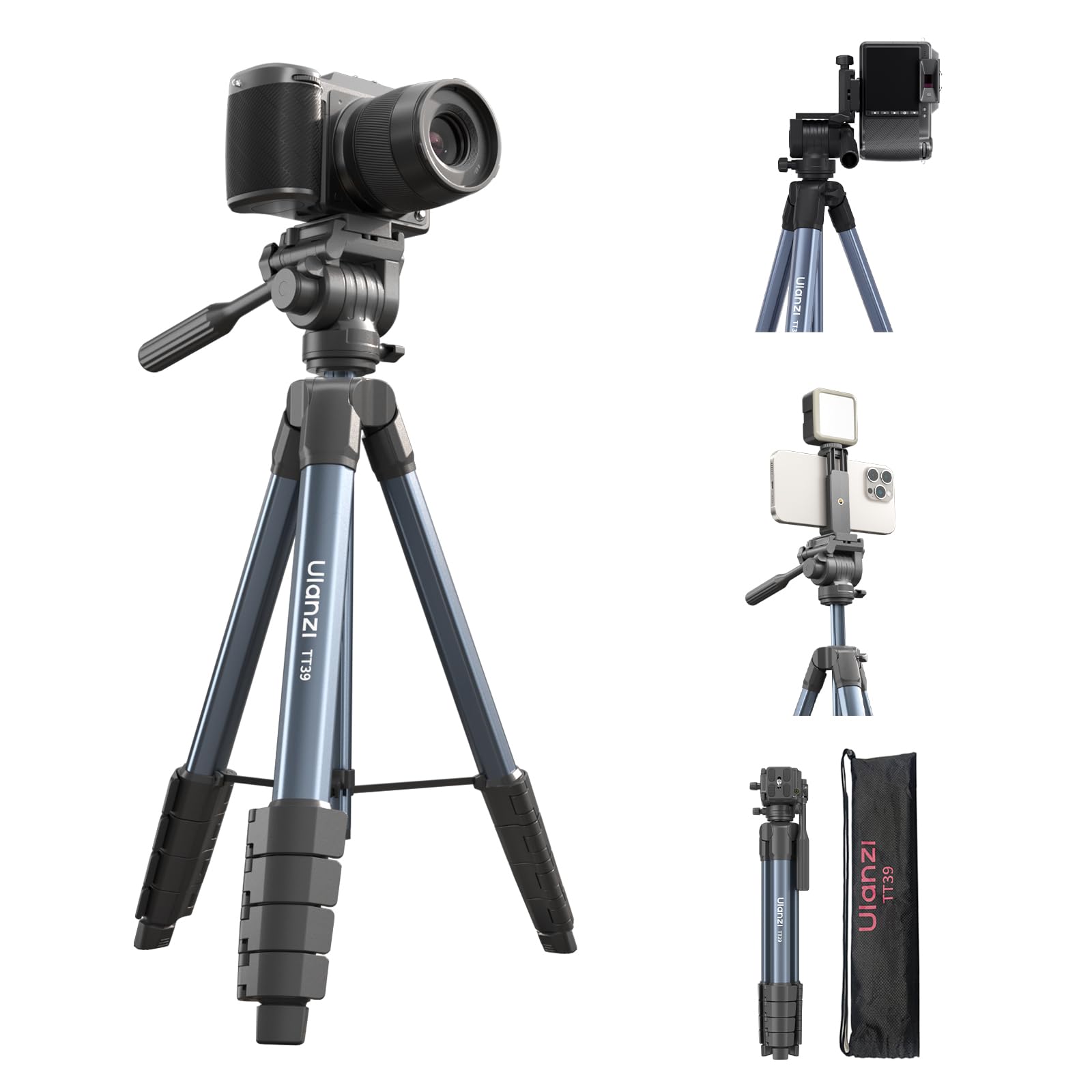 ULANZI TT39 Camera Tripod with Vertical Horizontal Switching 61 Lightweight Tripod Stand for Cell Phone DSLR with Travel