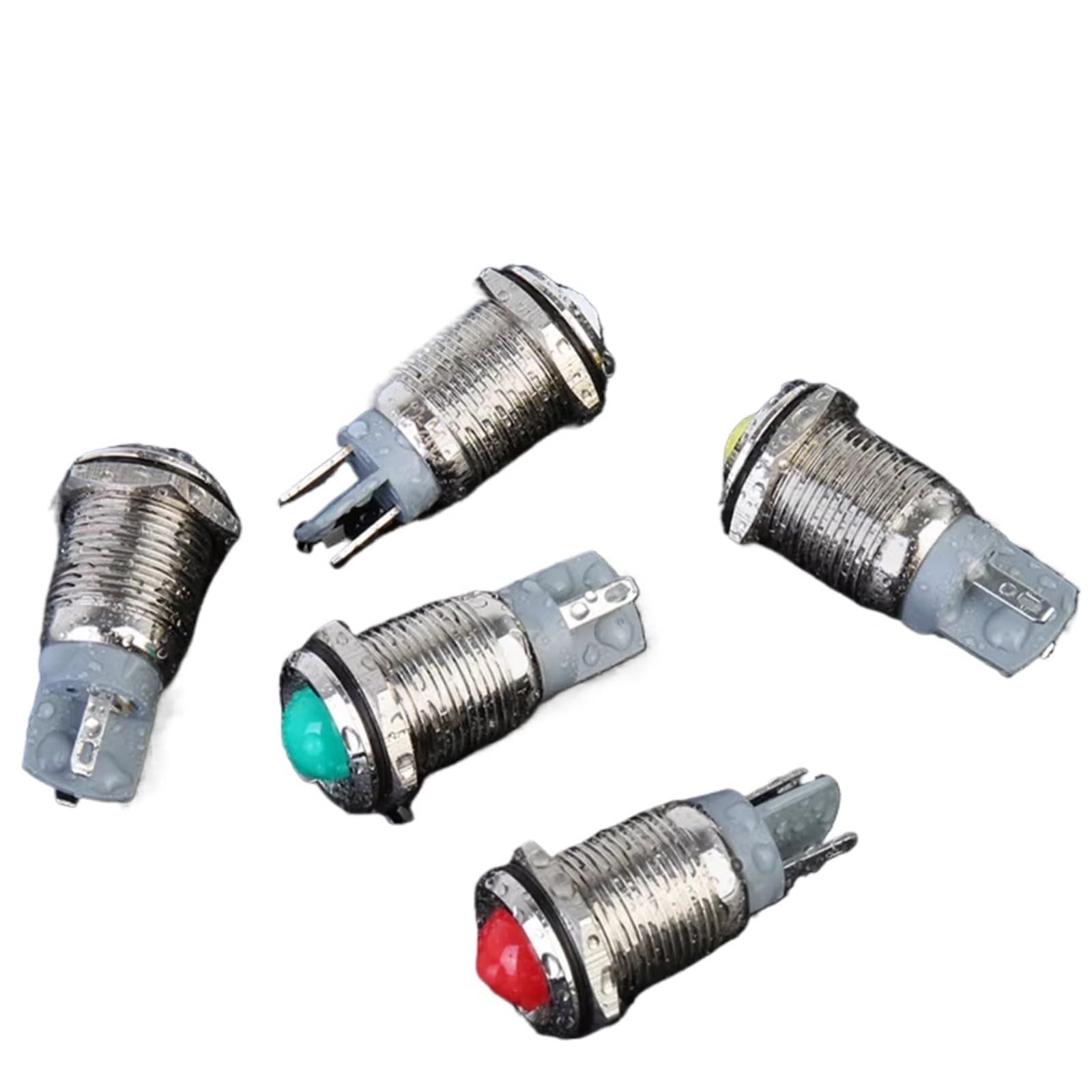 10 sztuk metalowych lampek LED 16 mm AC/DC 3~220 V IP65 wodoszczelna lampa sygnalizacyjna z 2-biegunowym przyłączem lutowanym (czerwone światło, 12 V-24 V)