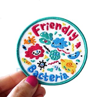 Daily Crafts Iron On Patches Science is Fun 1 pc Friendly Bacteria Badges Applique Patches for Jeans Jacket Clothes Clothing Accessories DIY Badge Stickers for Science Exhibitions Cute Stationary