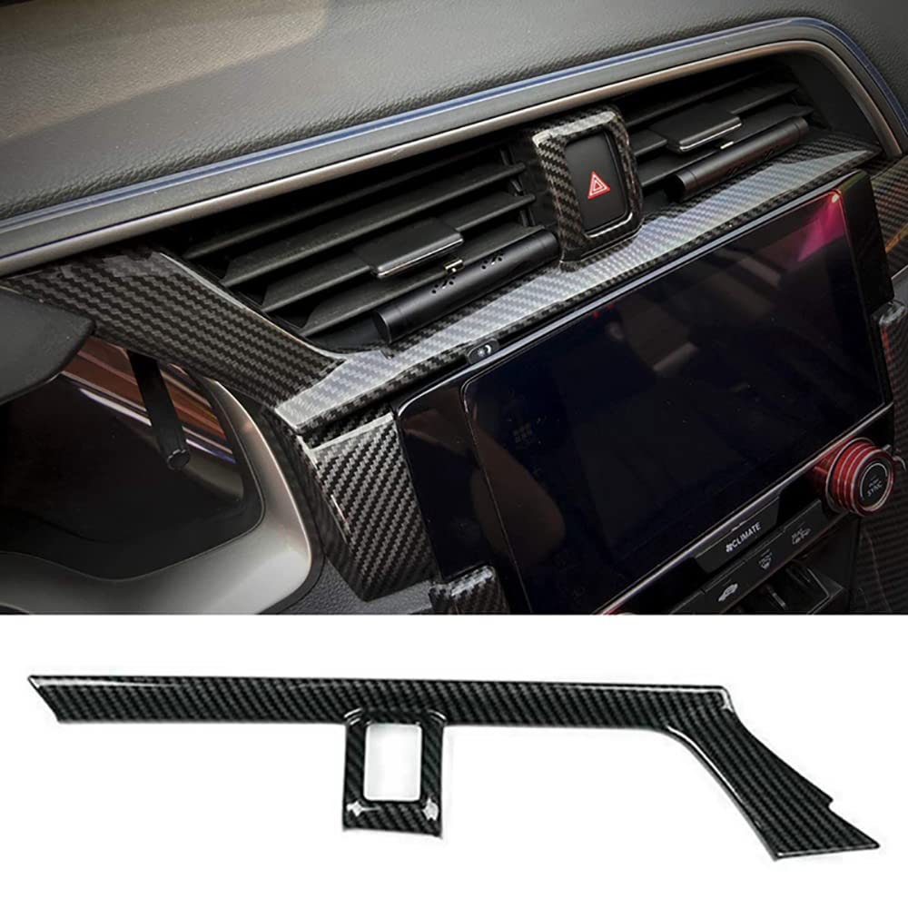 MASO Rivestimento di uscita dell'aria laterale della console centrale, rivestimento di scarico dell'aria anteriore, compatibile con Honda Civic Sedan 10 2016-2021 - fibra di carbonio