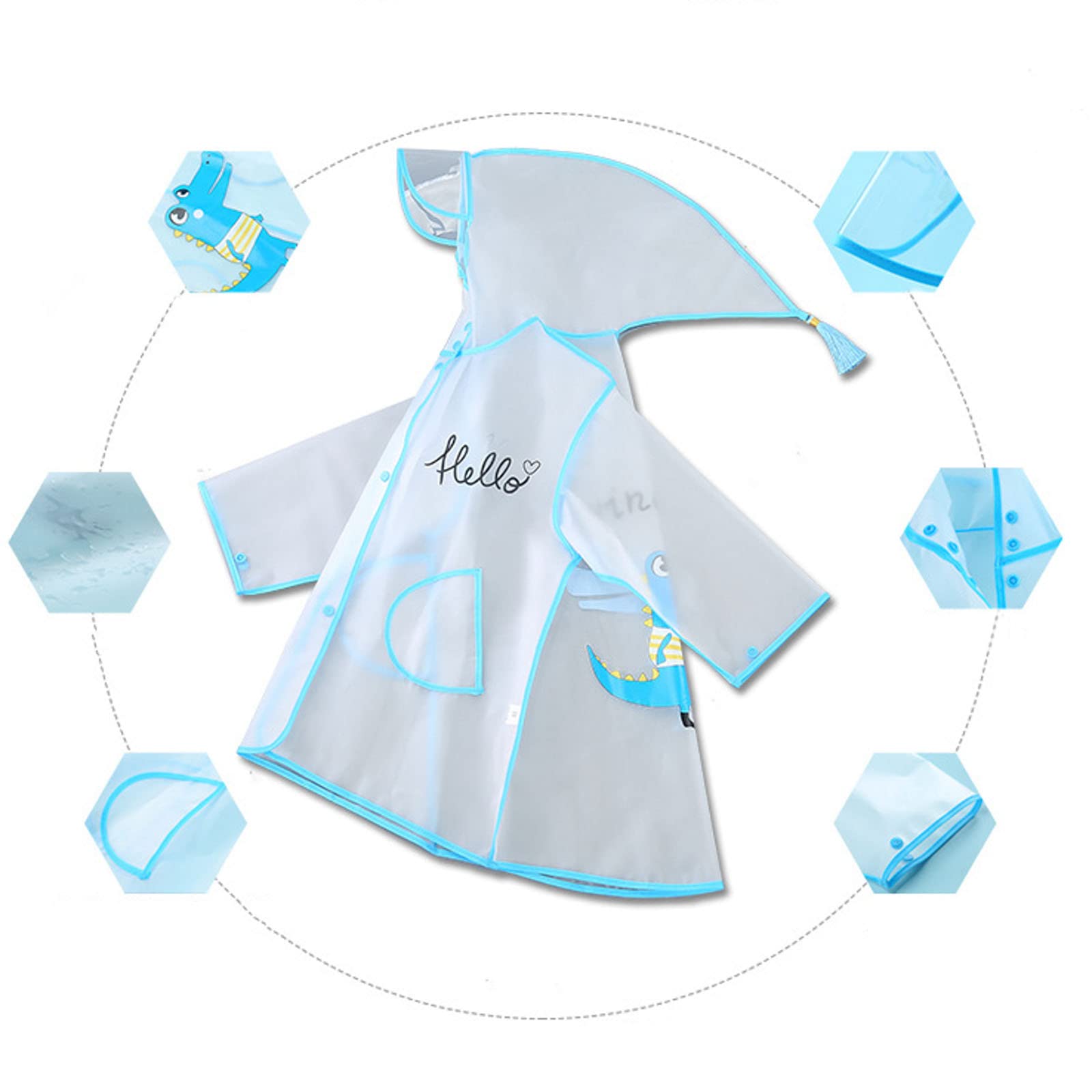 Vêtement de pluie pour enfants - Imperméable - Garçon et fille - Motif lapin - En EVA transparent - Avec chapeau - Mode transparent