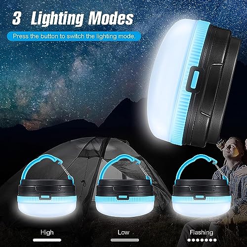 Image of Camping Lantern Waterproof LED Outdoor Camping Lights Battery Powered Tent Light for Power Cuts Emergency Camping Hiking Automobile (3 Modes ) (Blue)
