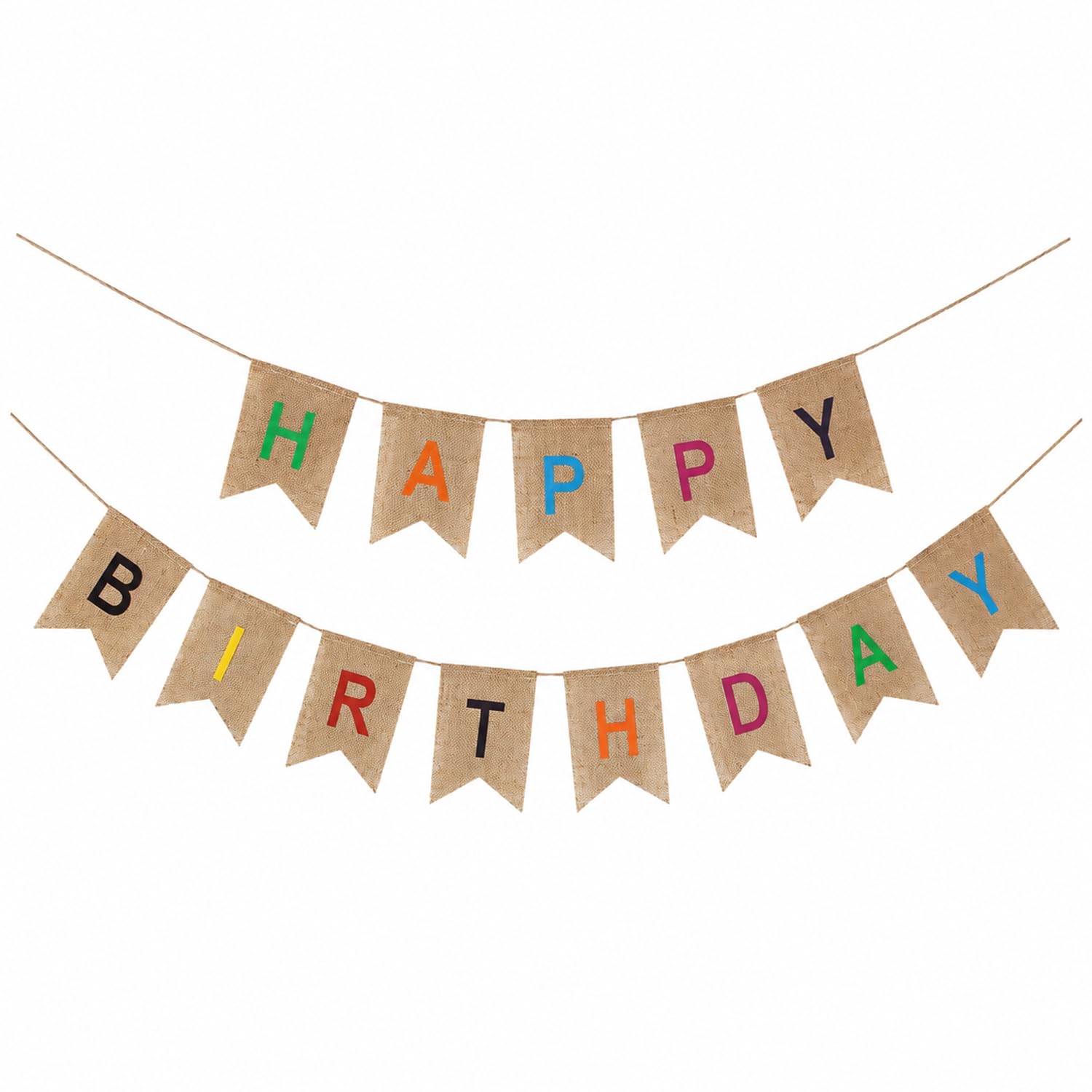 Fabric Happy Birthday Banner, Colourful Burlap Happy Birthday Decorations, Reusable Bunting Swallowtail Flag for Backdrop Decorations for Women Men Party Supplies Wall Door