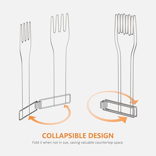 Miniatura 5 de KORRTFID Soporte para guantes de cocina, guantero de acero inoxidable, soporte vertical de cocina para guantes, estante de drenaje multiusos para