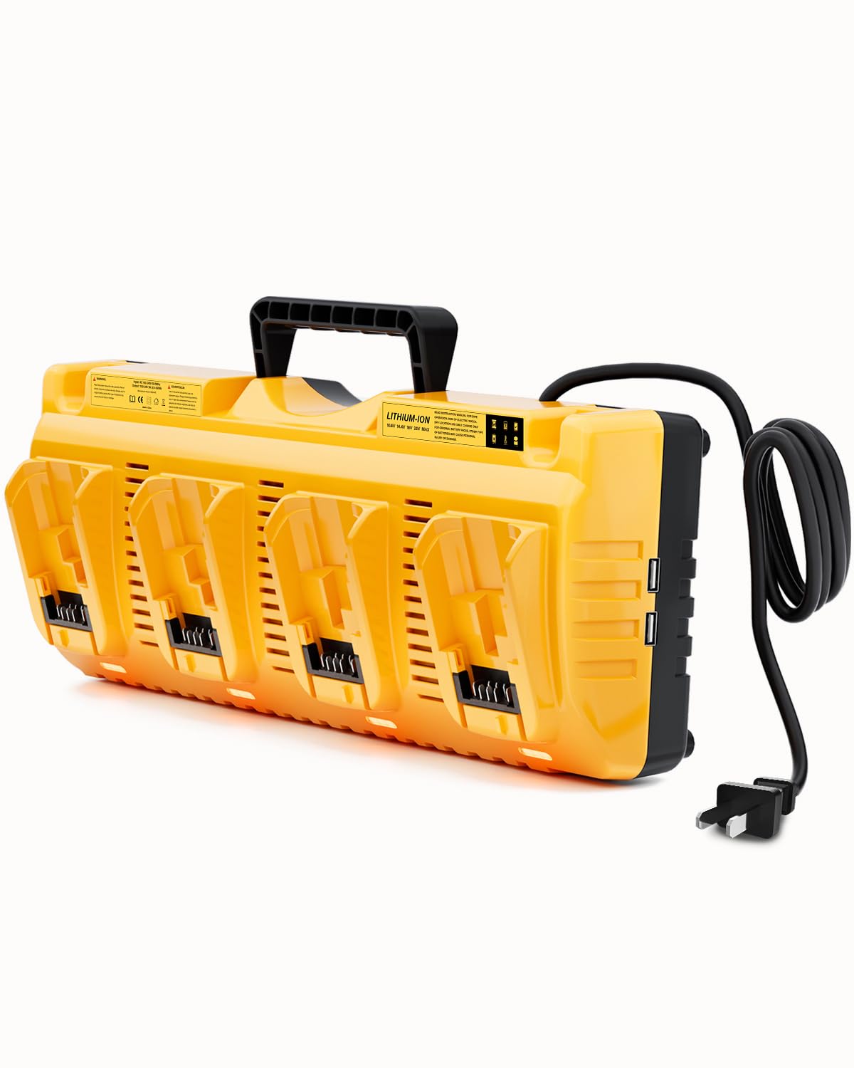DCB104 - Repuesto para estación de carga de batería Dewalt, cargador de batería múltiple de 4 puertos con 2 puertos USB, compatible con todas las baterías de litio Dewalt de 12 V 20 V Max