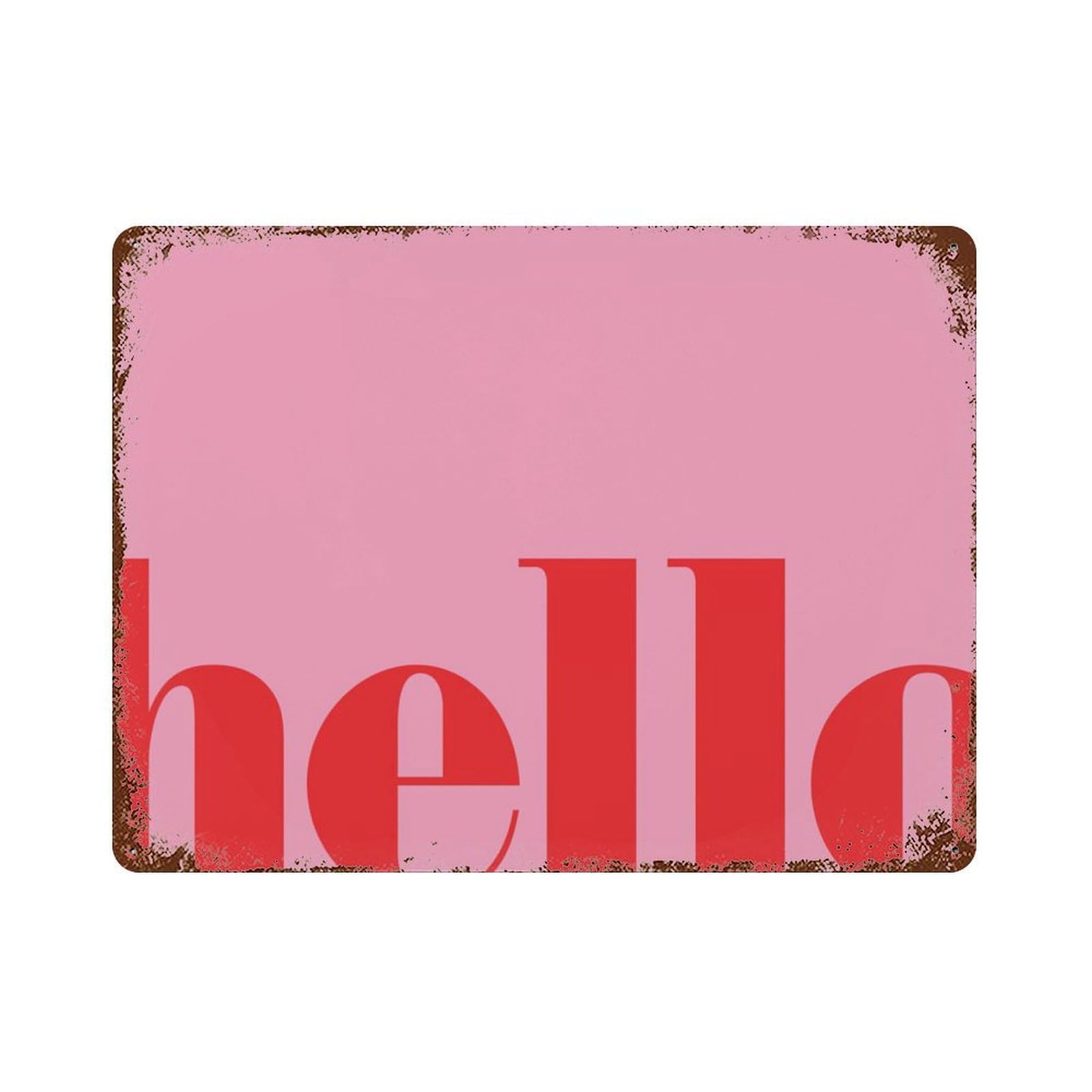 xiaoxiaoshen Hello, Pink, Red, Hello,entryway, Minimalist, Modern, Simple, Bold, Wall Decor Art Metal Tin Poster Modern Home Decor Art Home Bar Shop Decorations Vintage Sign 30x40cm