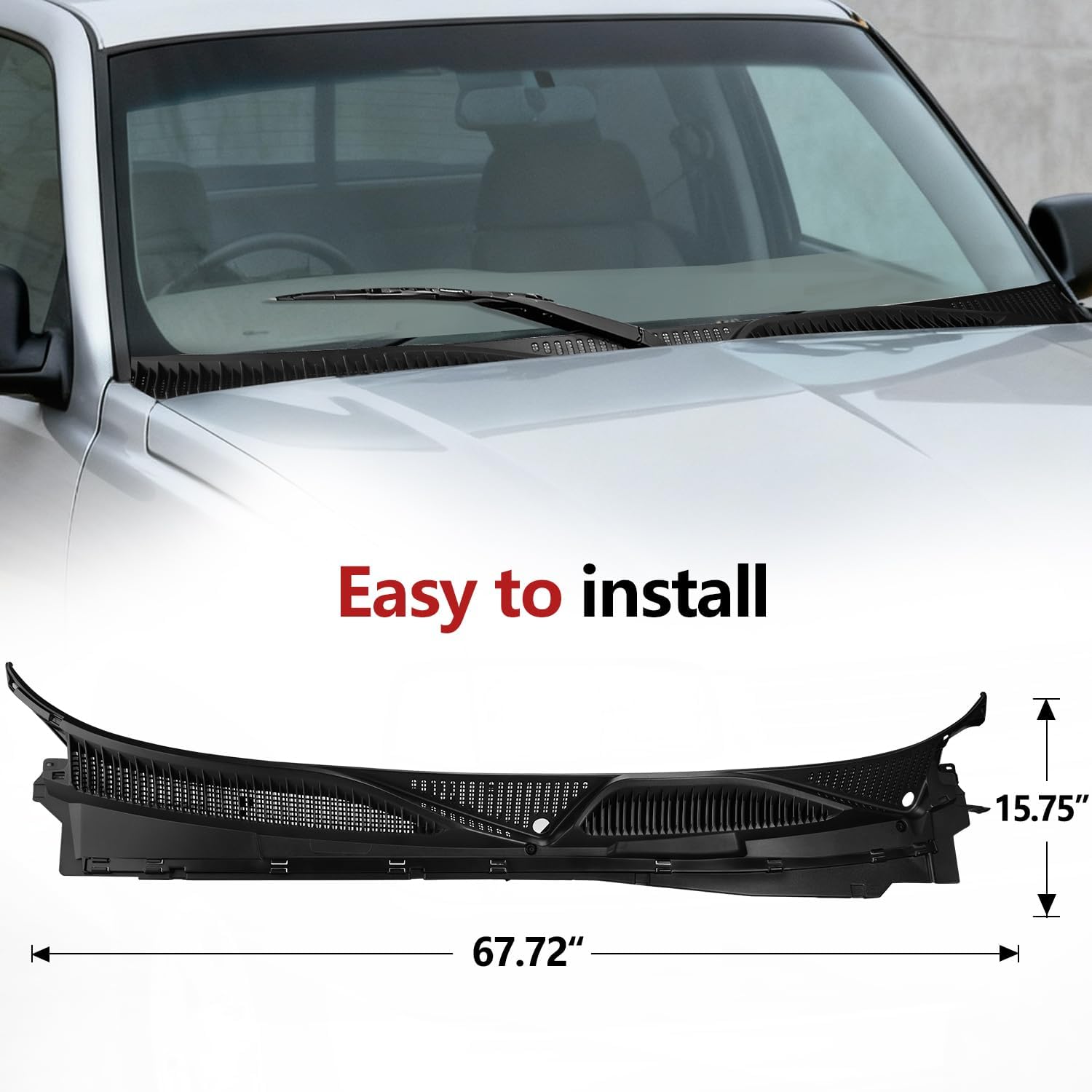 Windshield Wiper Cowl Panel Grille Compatible with Chevy Silverado/GMC Sierra 99-07,Yukon/Tahoe/Chevy Suburban 00-06, Chevy Avalanche/Cadillac Escalade 02-06,Window Cover Insert Panel