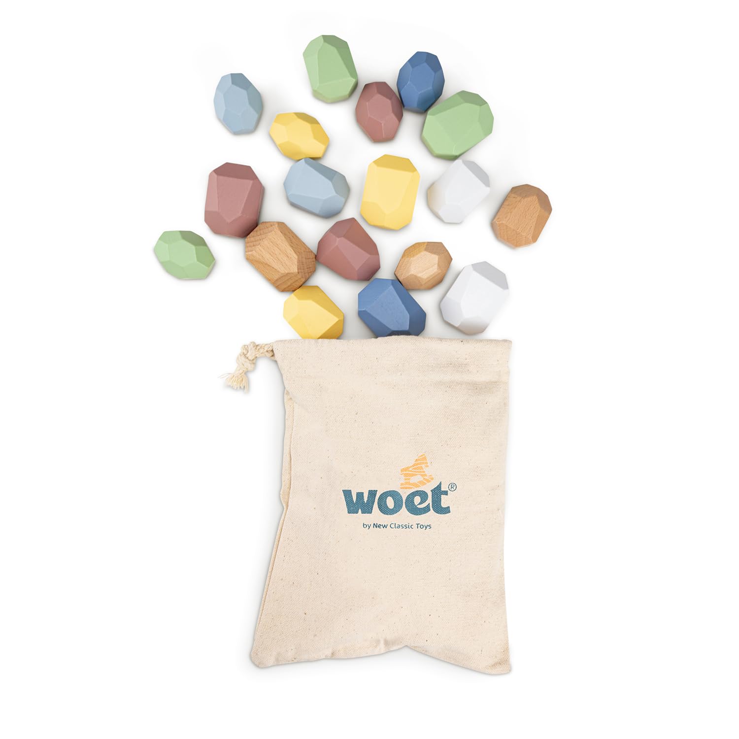 Woet Wooden Balance Blocks for Toddlers 18 Months+, 18-Piece Montessori Stacking Stones Toy with Storage Bag - Image 4