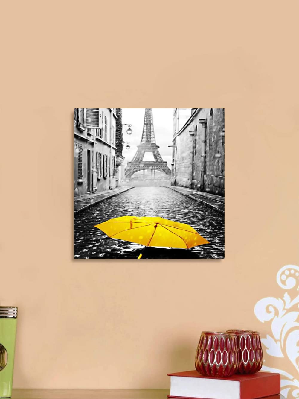 Xtreme Skins Designs Print Wooden Framed Canvas Wall Art Decoration Poster (14x14 Inch) - Yellow London Taxi Canvas B