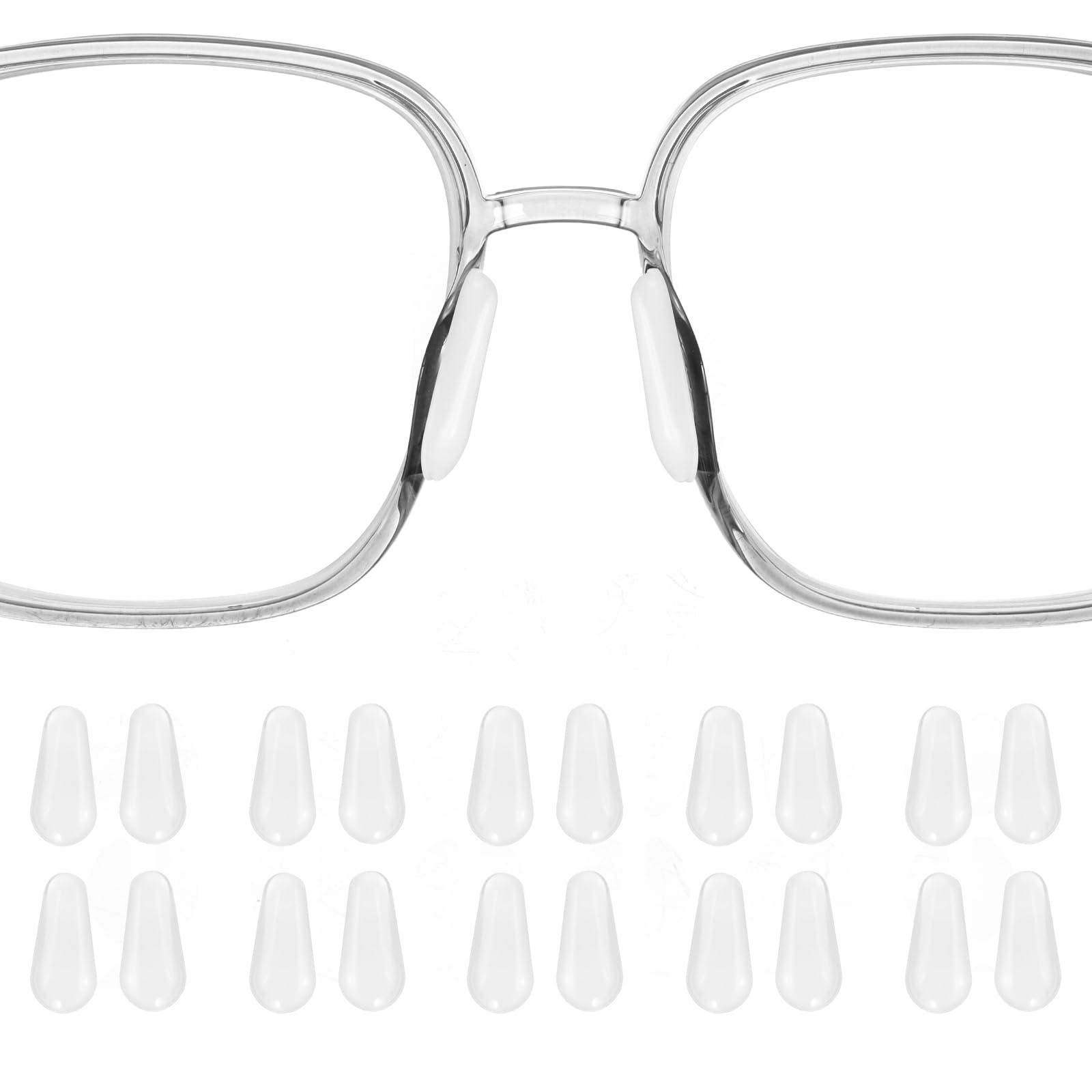 Muiltvoe 10 Pairs Eyeglass Nose Pads 1.8mm Thickness Silicone Adhesive Anti-Slip Glasses Nose Grips Teardrop Shape Glasses Nose Pads for Plastic Frames Glasses Sunglasses, Black